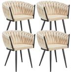 tectake Set eetkamerstoelen Astano fluweel, knoopdesign - za, Huis en Inrichting, Stoelen, Verzenden, Nieuw