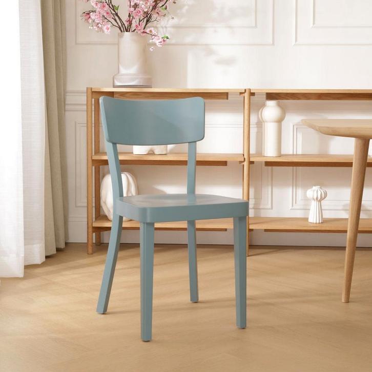 Fameg houten eetkamerstoel | Op voorraad | Schoolstoel, Huis en Inrichting, Stoelen, Blauw, Eén, Nieuw, Hout, Verzenden