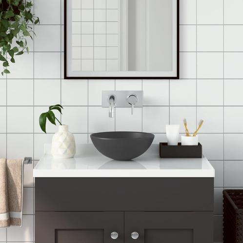 vidaXL Wastafel rond keramiek donkergrijs, Doe-het-zelf en Bouw, Sanitair, Nieuw, Verzenden