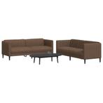 vidaXL 2-delige Loungeset stof bruin, Verzenden, Nieuw