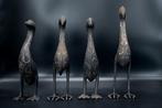 Set van 4 bronzen decoratieve vogels – met gegraveerde