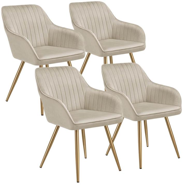 tectake Eetkamerstoel Marilyn, fluweeloptiek, doorgestikt -, Huis en Inrichting, Stoelen, Verzenden