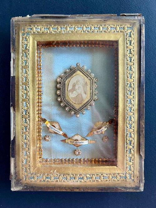Reliekhouder - Glas, Hout, Papier, Textiel - 1850-1900 -, Antiek en Kunst, Kunst | Niet-Westerse kunst