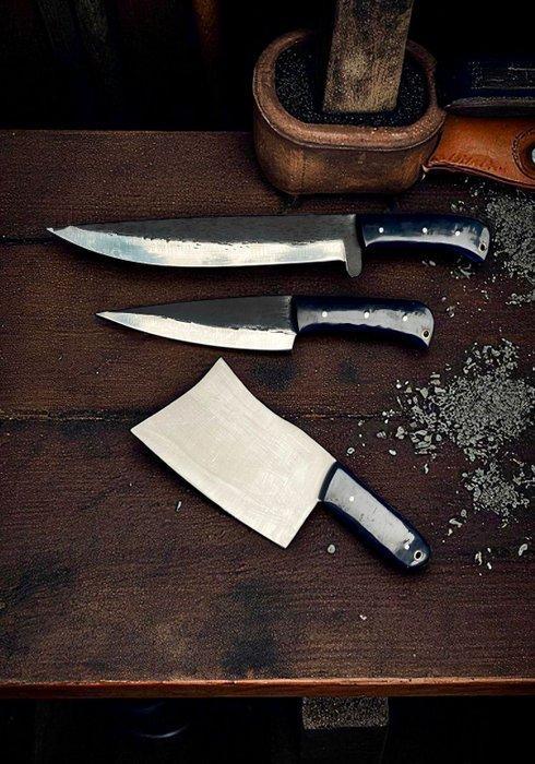 Set of THREE, Hand-Forged with Old Steel, Japanese Style, Antiek en Kunst, Antiek | Keukengerei
