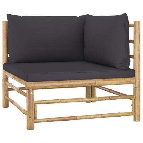 vidaXL Tuinhoekbank met donkergrijze kussens bamboe, Tuin en Terras, Tuinsets en Loungesets, Nieuw, Verzenden