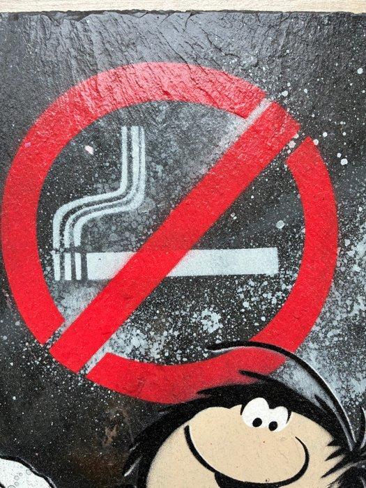 DEZACHE - Gaston Lagaffe - peinture originale sur ardoise, Antiquités & Art, Antiquités | Autres Antiquités