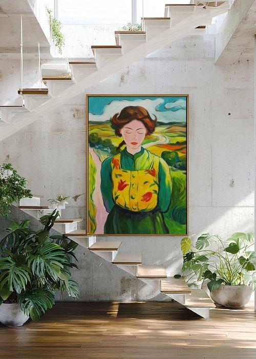 E. García - LUCÍA EN EL CAMPO XL (NO RESERVE), Antiek en Kunst, Kunst | Schilderijen | Modern