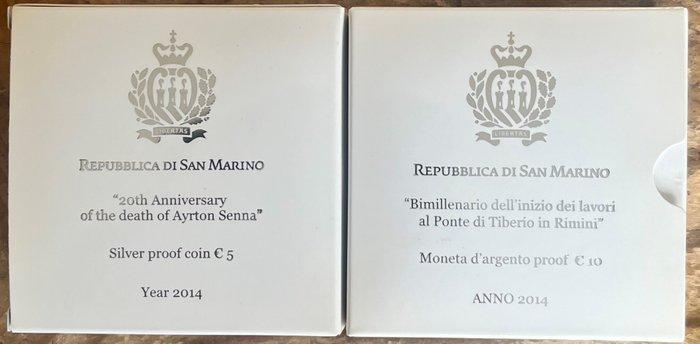 Saint-Marin. 5 Euro / 10 Euro 2014 Ayrton Senna + Brug in, Postzegels en Munten, Munten | Europa | Euromunten