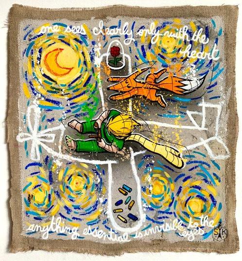 Elisée Skayzoo (1984) - Le petit prince et la nuit étoilée, Antiek en Kunst, Kunst | Schilderijen | Modern