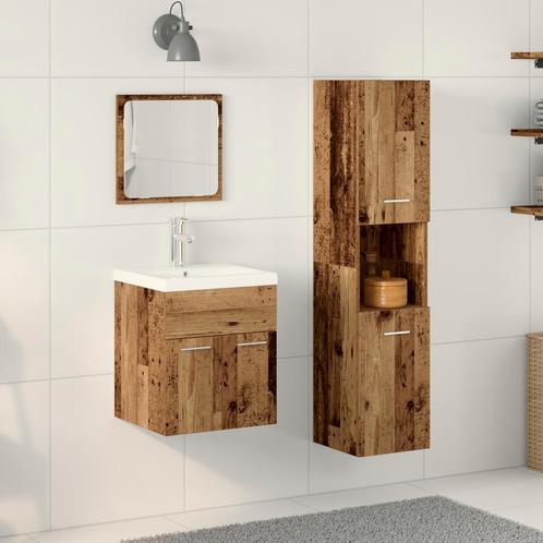 vidaXL 3 Delige Badkamer Meubelset Oud Hout Gemaakt van Hout, Huis en Inrichting, Badkamer | Badkamermeubels, Nieuw, Verzenden