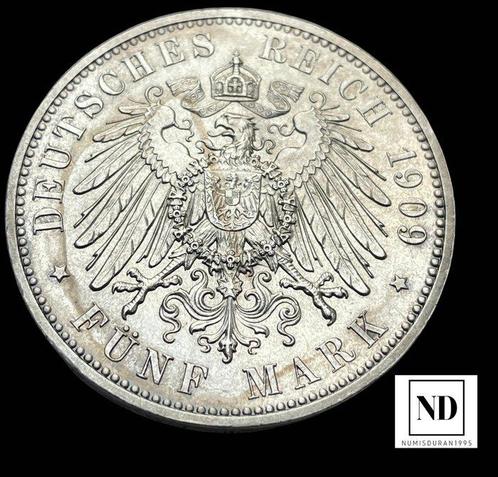 Duitsland. 5 Mark 1909 - Alemania, Postzegels en Munten, Munten | Europa | Niet-Euromunten