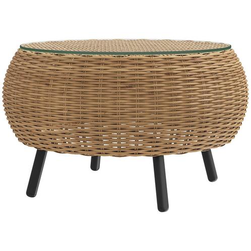 Bijzettafel - Polyrattan - Rond tafelblad - Bruin, Tuin en Terras, Tuinsets en Loungesets, Nieuw, Ophalen of Verzenden