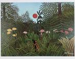 Henri Rousseau - Jungle with sun - Offset on Canvaspaper -