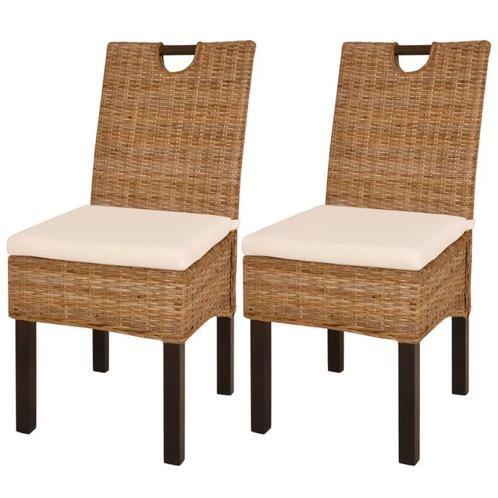 vidaXL Eetkamerstoel Kubu 2 stuks rattan mangohout, Huis en Inrichting, Stoelen, Nieuw, Verzenden