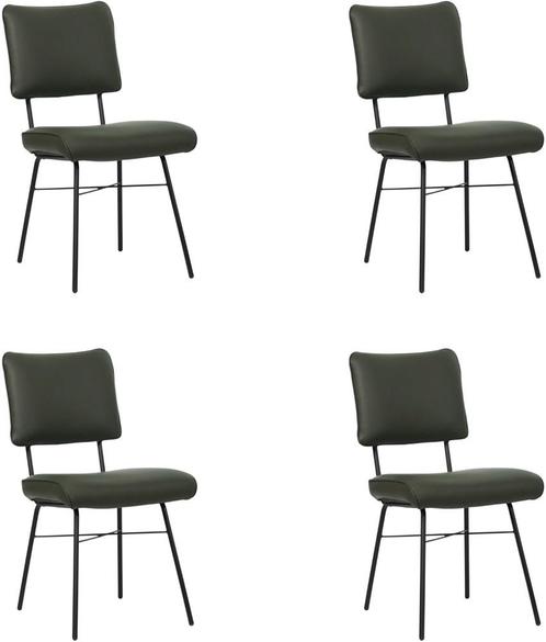 Set van 4 Donkergroene leren industriële design, Huis en Inrichting, Stoelen, Overige kleuren, Vier, Nieuw, Leer, Ophalen of Verzenden
