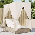 vidaXL Ligbed tweepersoons met dak en gordijn poly rattan, Tuin en Terras, Verzenden, Nieuw