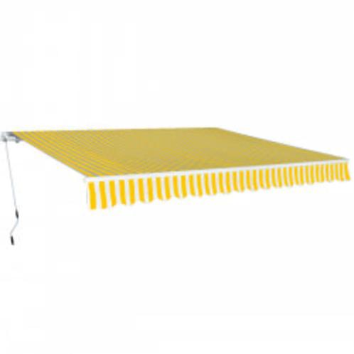 vidaXL Luifel handmatig uittrekbaar 600 cm geel/wit, Tuin en Terras, Zonneschermen, Nieuw, Verzenden