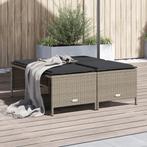 vidaXL Tuinkrukken met kussens 4 st poly rattan lichtgrijs, Verzenden, Nieuw