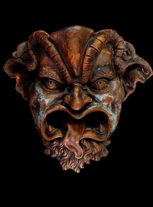 sculptuur, Maschera apotropaica - 45 cm - Aardewerk, Antiek en Kunst, Antiek | Keramiek en Aardewerk
