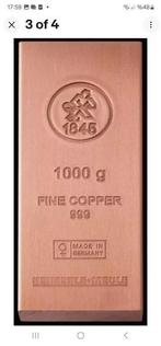 1 kilogram koper - .999 - Heimerle + Meule. (Zonder, Postzegels en Munten, Edelmetalen en Baren