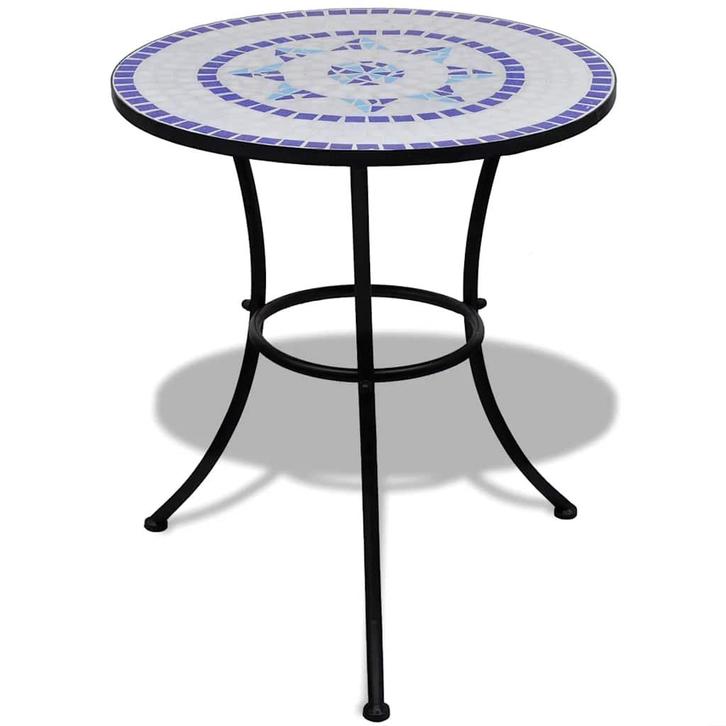 vidaXL Bistrotafel 60 cm mozaïek blauw en wit, Tuin en Terras, Tuintafels, Nieuw, Verzenden