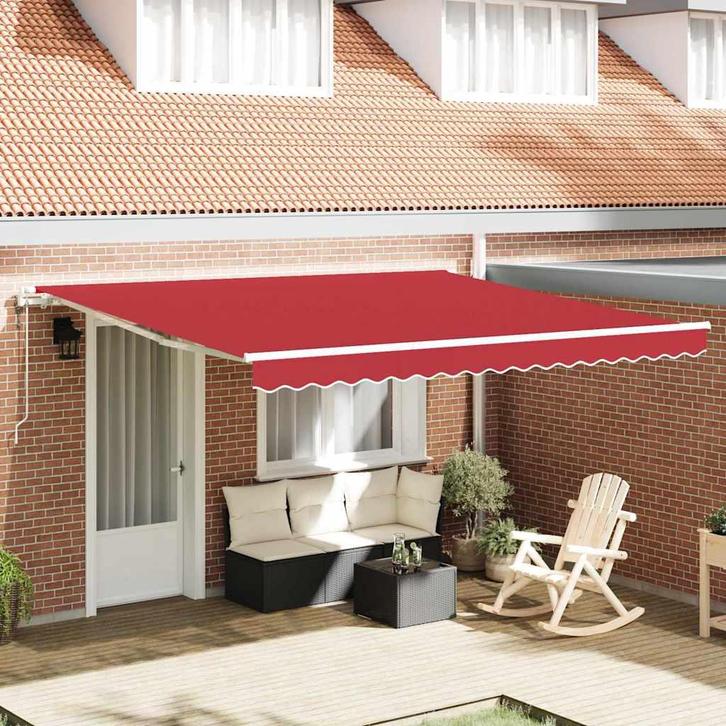 vidaXL Inklapbare Luifel 400 × 350 cm Rood, Tuin en Terras, Zonneschermen, Nieuw, Verzenden
