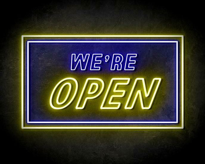 WE'RE OPEN neon sign - LED neon reclame bord, Zakelijke goederen, Horeca | Overige, Verzenden