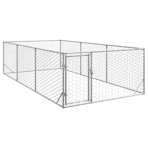 vidaXL Hondenkennel voor buiten met deur 2x4x1 m, Dieren en Toebehoren, Hondenhokken, Nieuw, Verzenden