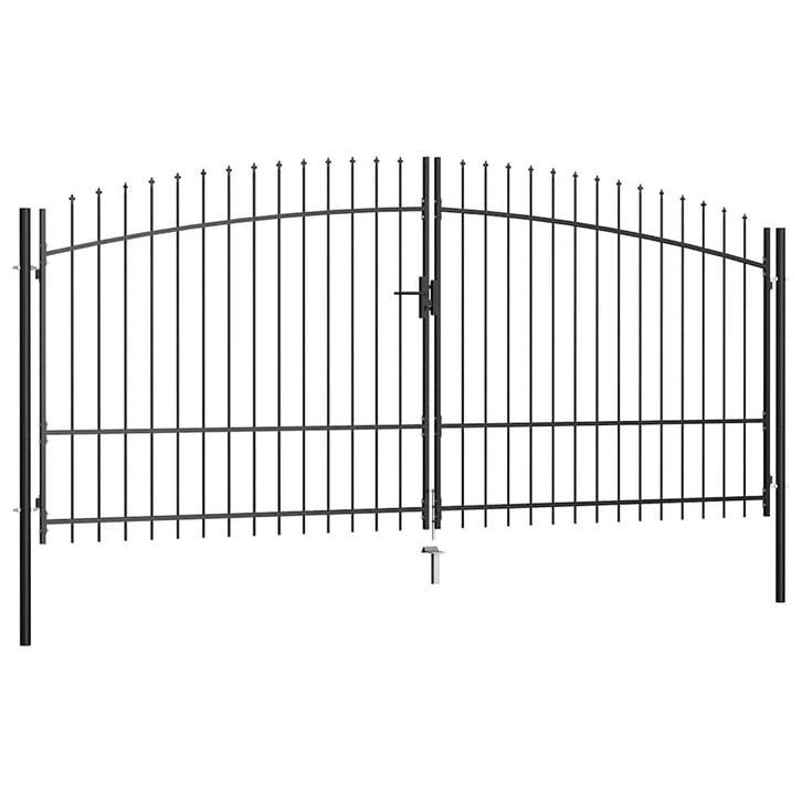 vidaXL Hekpoort dubbele deur met speren bovenkant 400x225 cm, Tuin en Terras, Tuinpoorten, Nieuw, Verzenden