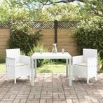 vidaXL Tuin Eettafel Set 3 pcs Wit Polt riet, Tuin en Terras, Verzenden, Nieuw