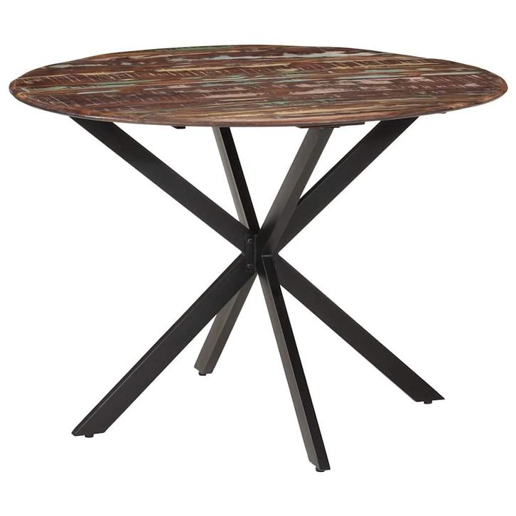 vidaXL Eettafel Ø110x78 cm massief gerecycled hout en staal, Huis en Inrichting, Tafels | Eettafels, Nieuw, Verzenden
