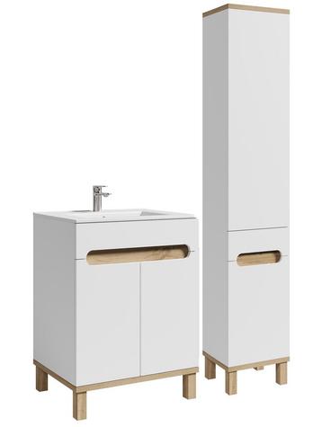 Badplaats Badkamermeubelset Set Otero 60cm - Wit met Eiken beschikbaar voor biedingen