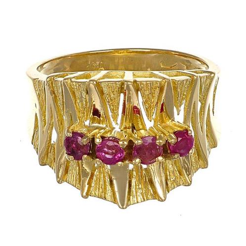 Bague - 18 carats Or jaune - 0.32ct. tw. Rubis, Handtassen en Accessoires, Ringen