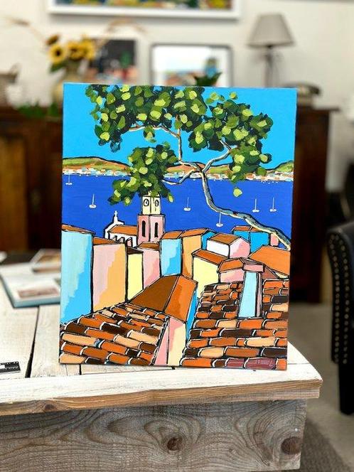 Jiel - Vue sur Sainte Maxime depuis les toits de Saint, Antiek en Kunst, Kunst | Schilderijen | Modern