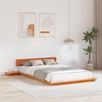 vidaXL Vloerbedframe met Nachtkastjes, Gewaxed Bruin,, Huis en Inrichting, Slaapkamer | Bedden, Verzenden, Nieuw