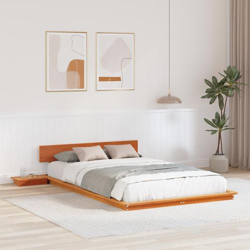 vidaXL Vloerbedframe met Nachtkastjes, Gewaxed Bruin,, Huis en Inrichting, Slaapkamer | Bedden, Nieuw, Verzenden