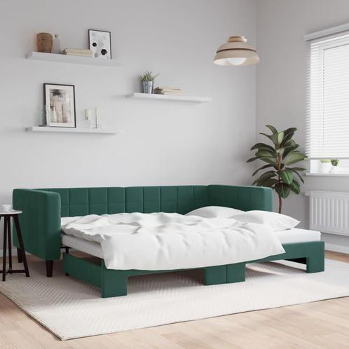 vidaXL Lit de jour avec lit gigogne vert foncé 90x200 cm, Maison & Meubles, Chambre à coucher | Lits, Neuf, Envoi