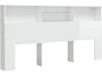 vidaXL - Hoofdbordkast - 200x19x103,5 - cm - hoogglans - wit, Huis en Inrichting, Slaapkamer | Bedden, Verzenden, Zo goed als nieuw