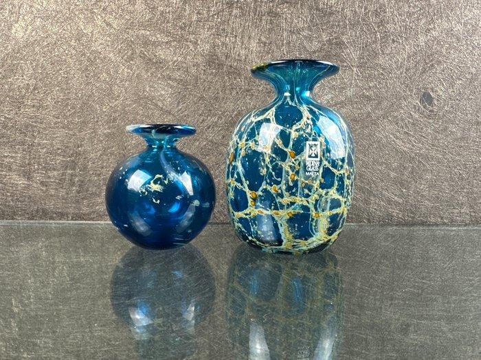 Set of 2 Signed Mdina Glass Vases – Hand-Blown Maltese Art, Antiek en Kunst, Antiek | Glaswerk en Kristal