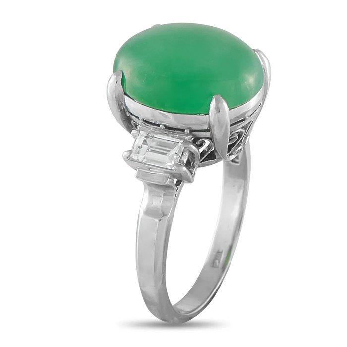 Ring Platina 0,48ct Diamanten en Jade Ring, Platina -, Handtassen en Accessoires, Ringen
