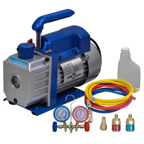 vidaXL Vacuümpomp 1-traps met 2-voudige manometerset, Elektronische apparatuur, Airco's, Nieuw, Verzenden