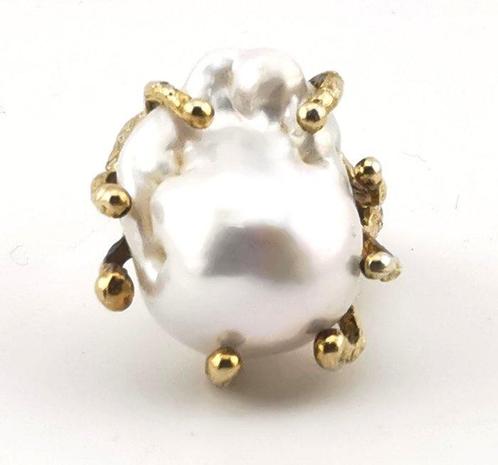 Perle - argent 925 - Bague - Artisanat italien, Verzamelen, Mineralen en Fossielen