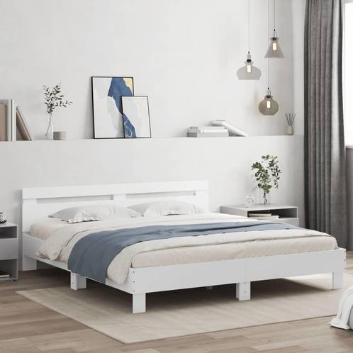 vidaXL Bedframe met hoofdeinde en LED wit 180x200 cm, Huis en Inrichting, Slaapkamer | Bedden, Nieuw, Verzenden