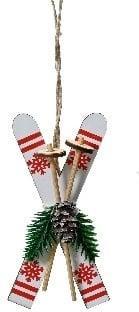 Hanger Houten Skies Wit met Rood 8 cm per stuk, Nieuw
