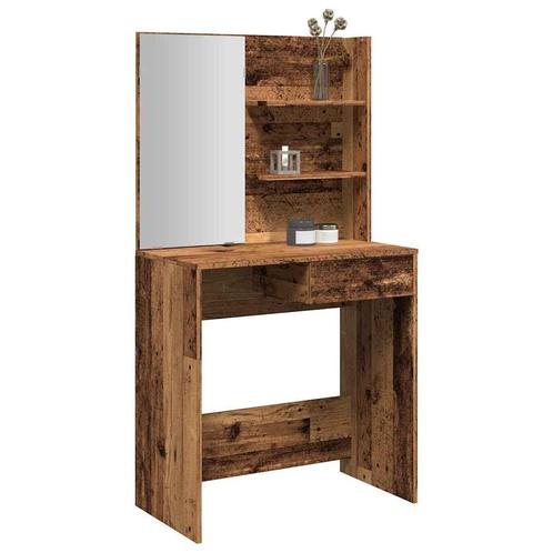 vidaXL Kaptafel met spiegel 74,5x40x141 cm oud houtkleurig, Huis en Inrichting, Tafelonderdelen, Nieuw, Verzenden