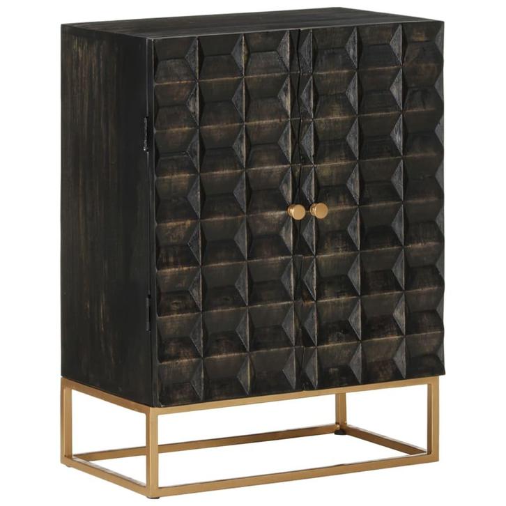 vidaXL Dressoir 55x34x75 cm massief mangohout en ijzer zwart, Huis en Inrichting, Kasten | Overige, Nieuw, Verzenden
