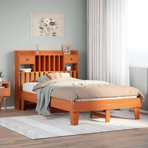 vidaXL Cadre de lit sans matelas cire marron 120x190cm, Maison & Meubles, Chambre à coucher | Lits, Neuf, Envoi