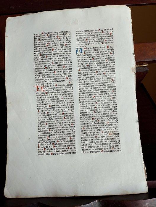 Nicolaus de Lyra - Sheet from Incunable Biblia latina (, Antiek en Kunst, Antiek | Boeken en Manuscripten