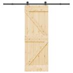 vidaXL Schuifdeur met beslag 70x210 cm massief grenenhout, Verzenden, Nieuw