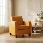 Leren fauteuil Joy - Toledo Leem (geel/bruin) - Poten hout, Ophalen of Verzenden